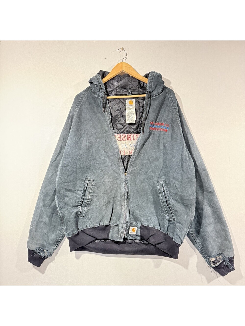Vintage Carhartt J130 BLX Black Duck Canvas Hooded Active Jacket XL Men’s